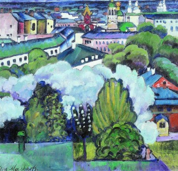 urban landscape 1911 Ilya Mashkov cityscape city scenes Oil Paintings